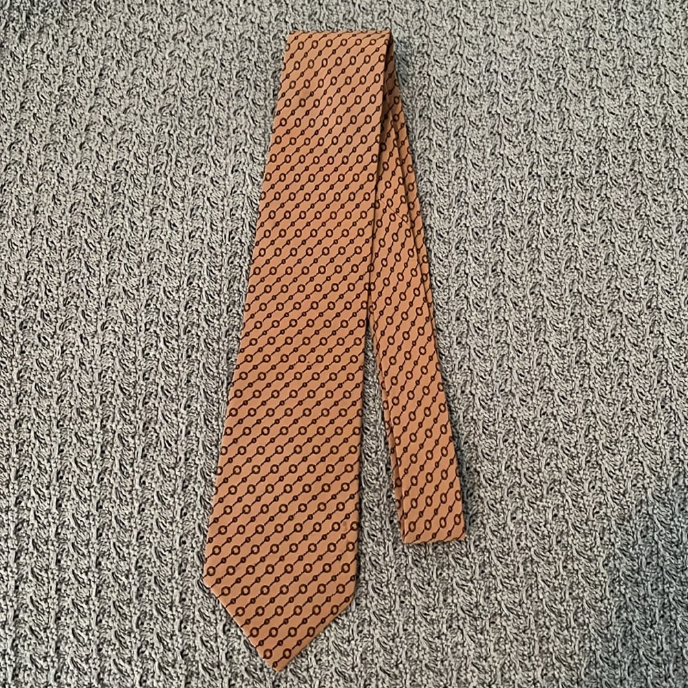 Classic Men's Orange Patterned Silk Tie